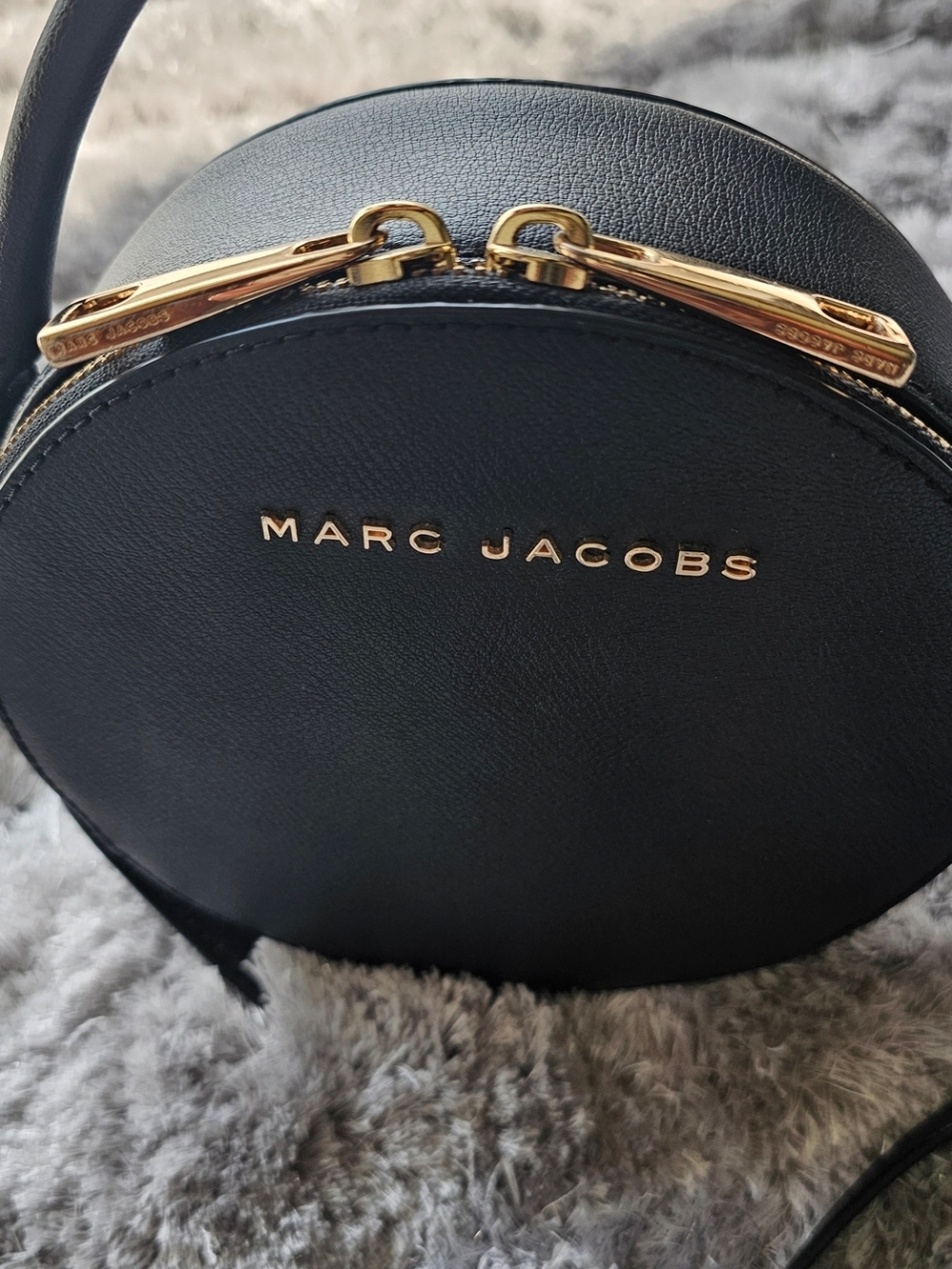 Marc Jacobs Black Round Crossbody with Gold Logo Hardware